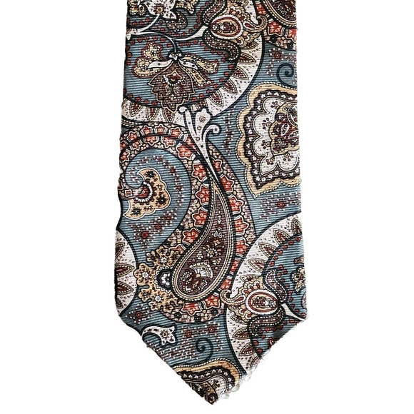 John Hill Executive Collection Tie Colors Sage green cream brown burnt orange - Picture 3 of 10